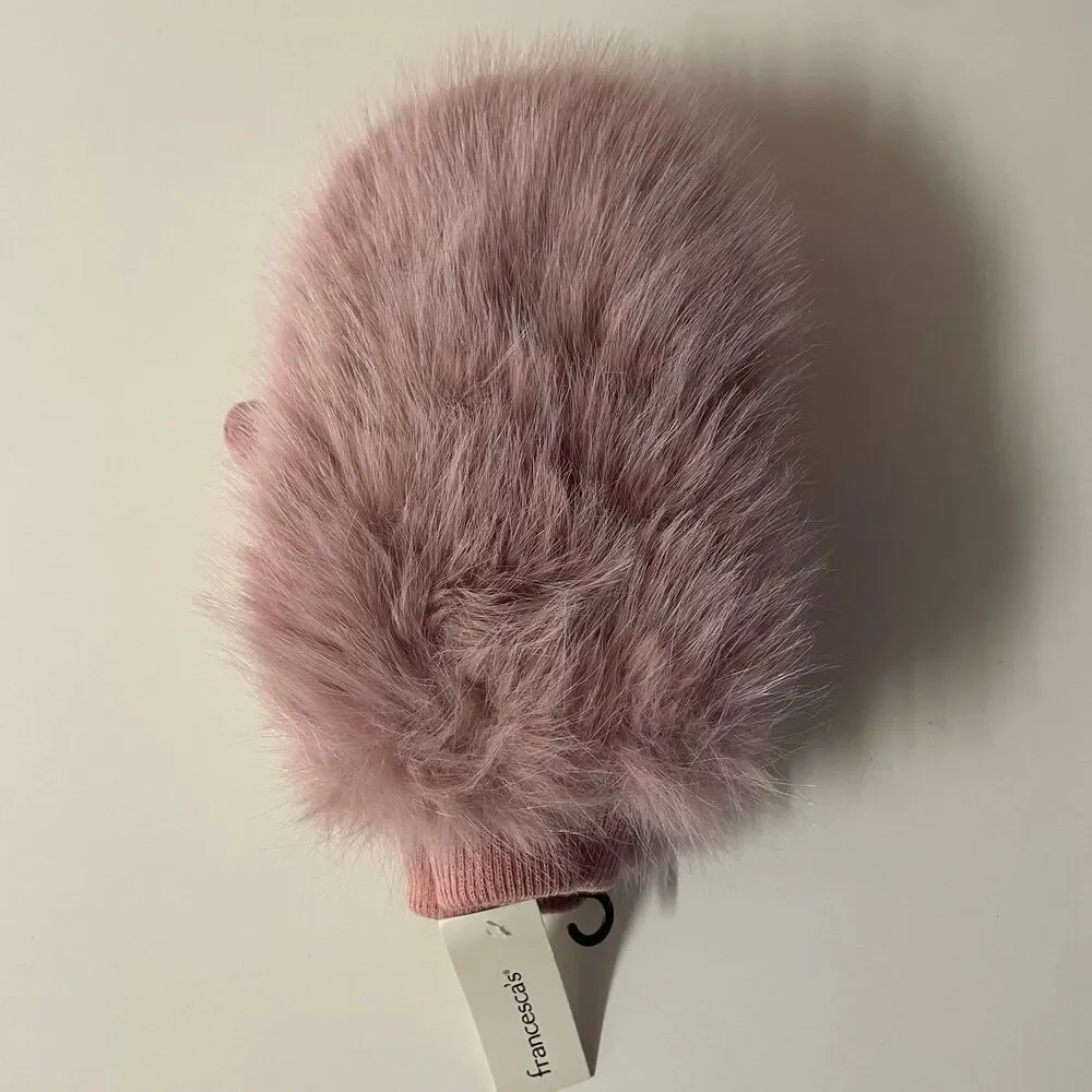 Francesca’s Collections Pink Fuzzy Faux Fur Winter Gloves NWT